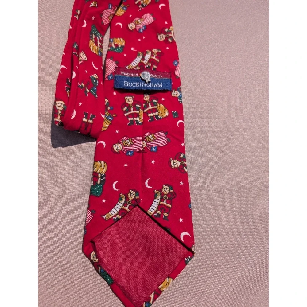 Buckingham‎ Tradition Quality Christmas Holiday Red Tie Reindeer Red Tie 3.25